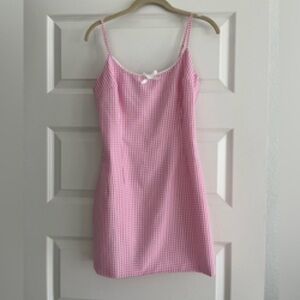 Pink Gingham Slip Dress
